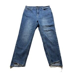 Risen Jeans Womens Size 1X Mid Rise Angled Raw Edge Frayed Hems